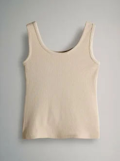 The Set 5 Pack Ribbed Scoop Neck Vests White/Black/Brown/Taupe Brown/Neutral Discount