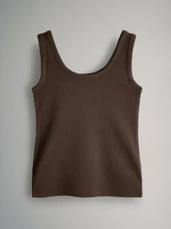 The Set 5 Pack Ribbed Scoop Neck Vests White/Black/Brown/Taupe Brown/Neutral Discount