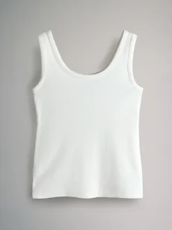 The Set 5 Pack Ribbed Scoop Neck Vests White/Black/Brown/Taupe Brown/Neutral Discount
