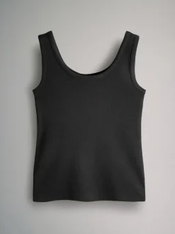The Set 5 Pack Ribbed Scoop Neck Vests White/Black/Brown/Taupe Brown/Neutral Discount