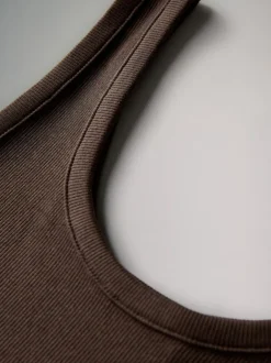 The Set 5 Pack Ribbed Scoop Neck Vests White/Black/Brown/Taupe Brown/Neutral Discount