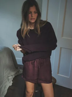 The Set 2 Pack Satin Pyjamas Shorts Burgundy/Navy Polka Dot Online