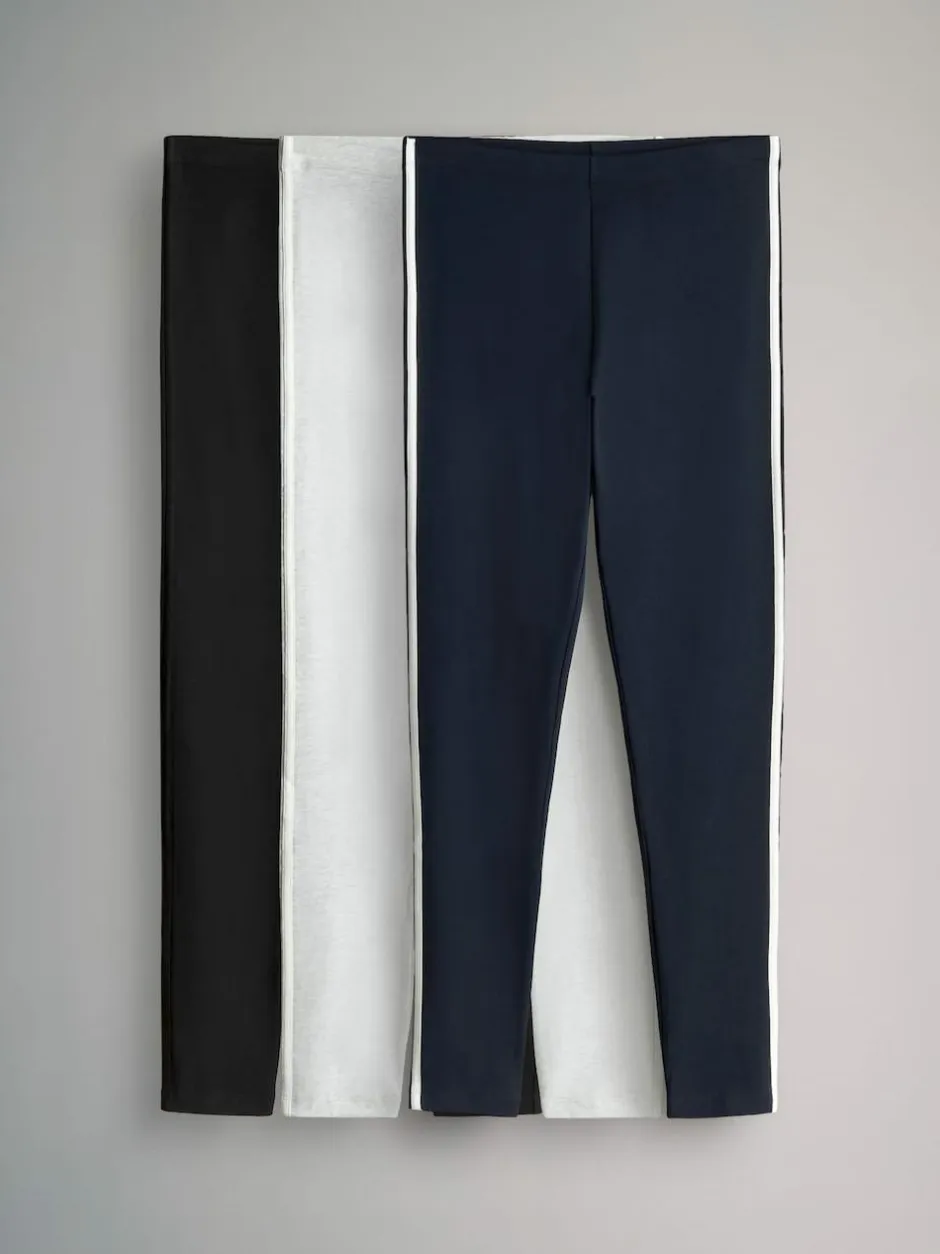 The Set 3 Pack Side Stripe Leggings Black/Navy Blue/Grey Outlet