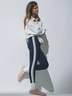 The Set 3 Pack Side Stripe Leggings Black/Navy Blue/Grey Outlet