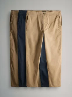The Set 3 Pack Slim Leg Chino Trousers Navy/Tan Brown/Green Online