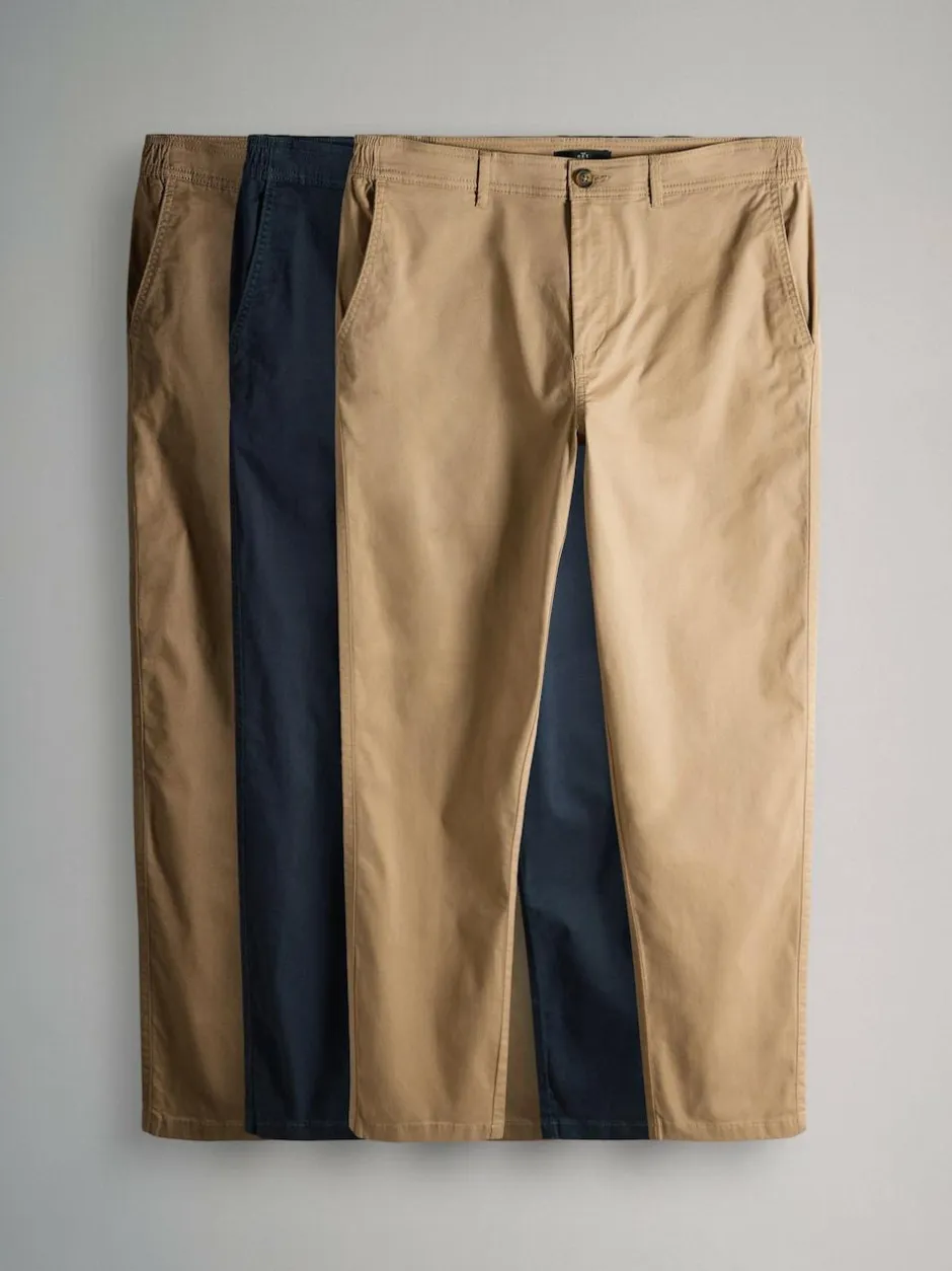 The Set 3 Pack Slim Leg Chino Trousers Navy/Tan Brown/Green Online