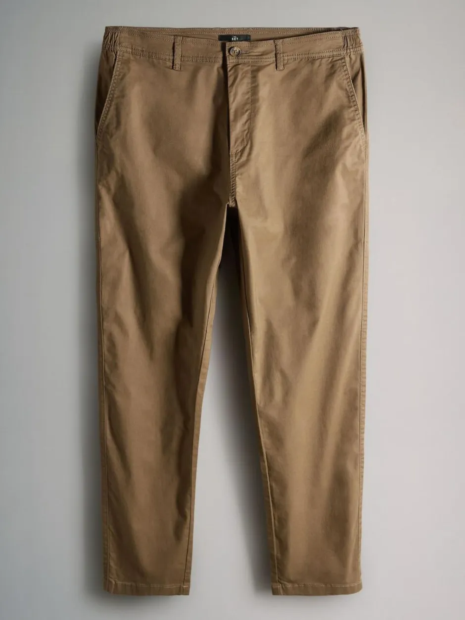 The Set 3 Pack Slim Leg Chino Trousers Navy/Tan Brown/Green Online