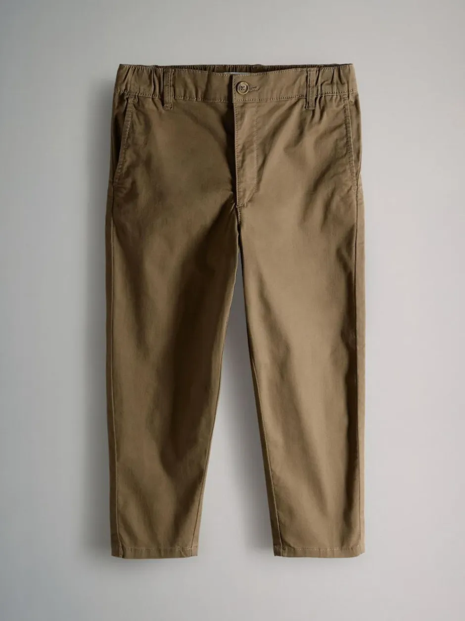 The Set 3 Pack Slim Leg Chino Trousers Navy Blue/Tan Brown/Green Clearance