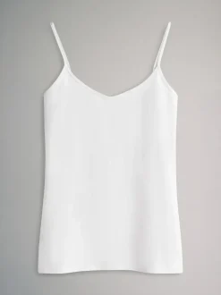 The Set 7 Pack Thin Strap Vest Tops Chocolate Brown/Cream/White/Blues Sale