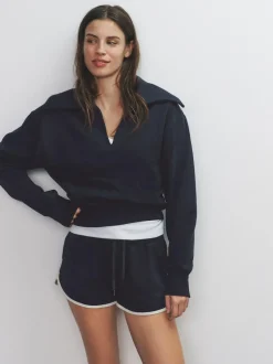 The Set 2 Pack Trophy Neck Long Sleeve Sweat Tops Navy/Cream Hot