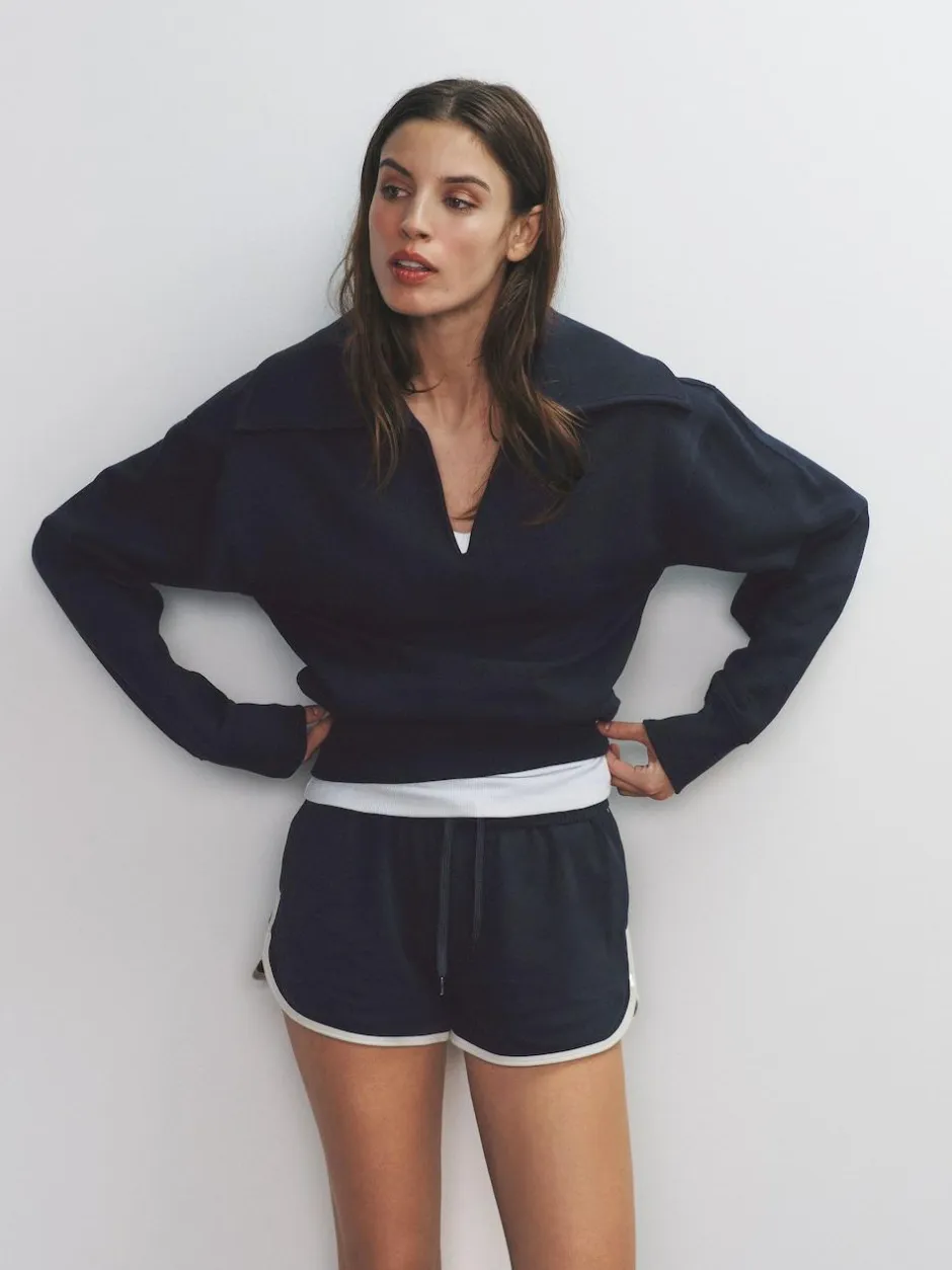 The Set 2 Pack Trophy Neck Long Sleeve Sweat Tops Navy/Cream Hot
