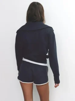 The Set 2 Pack Trophy Neck Long Sleeve Sweat Tops Navy/Cream Hot