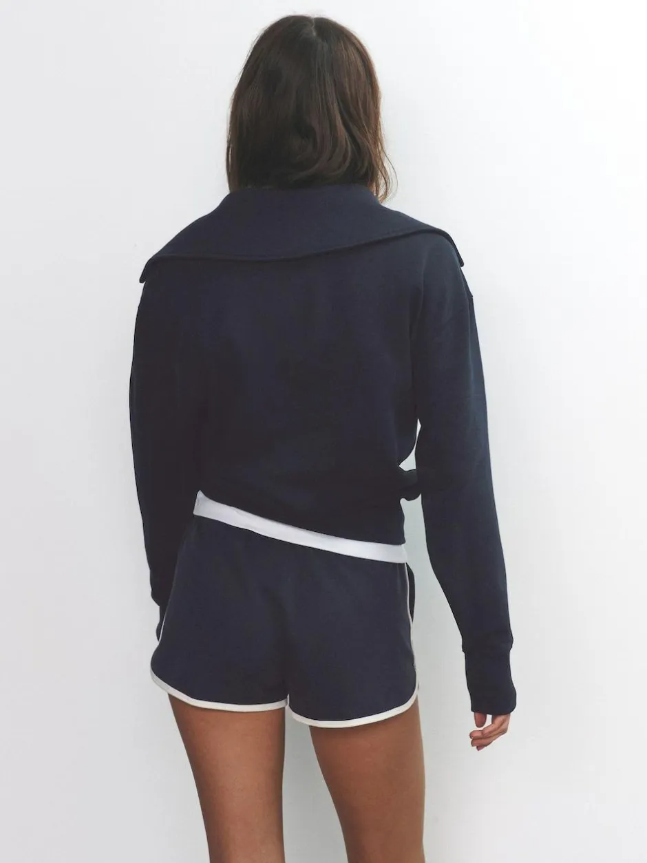 The Set 2 Pack Trophy Neck Long Sleeve Sweat Tops Navy/Cream Hot