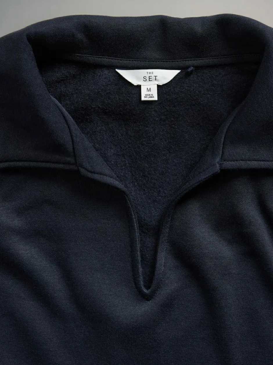 The Set 2 Pack Trophy Neck Long Sleeve Sweat Tops Navy/Cream Hot