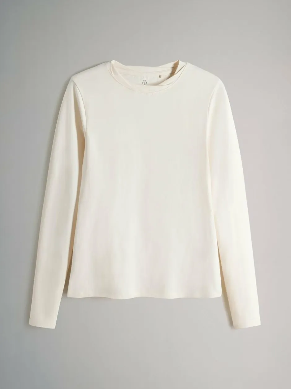 The Set 3 Pack Twist Neck Long Sleeve T-Shirts Chocolate Brown/Taupe Brown/Cream Clearance