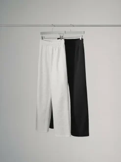 The Set 2 Pack Wide Leg Joggers Black/Grey