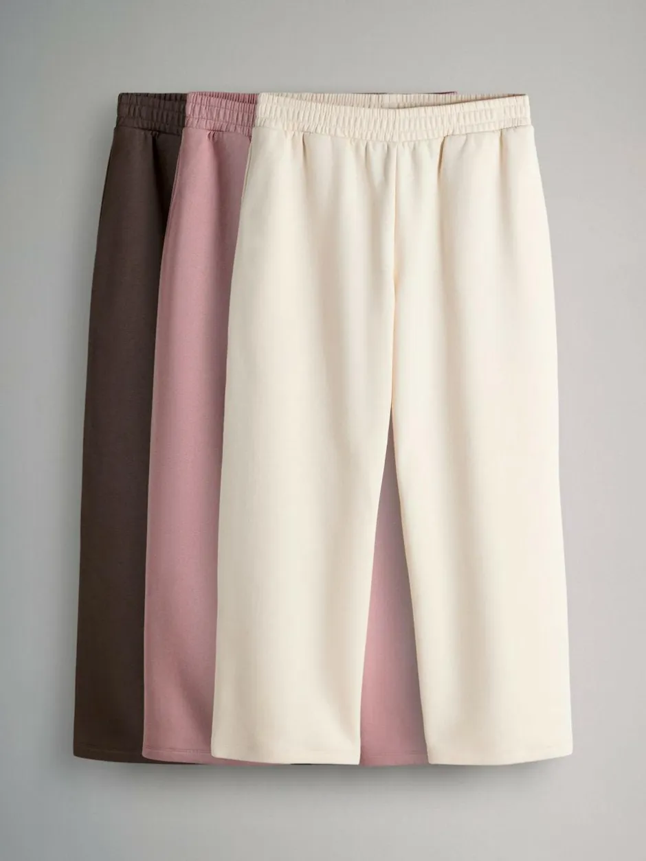 The Set 3 Pack Wide Leg Joggers Chocolate Brown/Pink/Cream Online