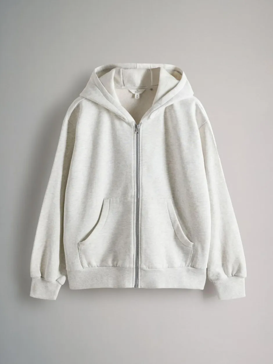 The Set 2 Pack Zip Though Hoodies Black/Grey Marl Clearance