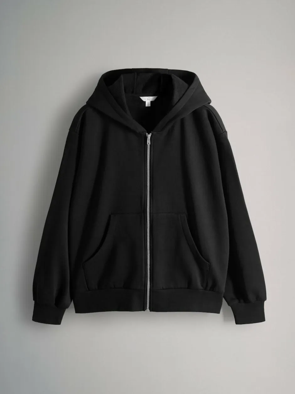 The Set 2 Pack Zip Though Hoodies Black/Grey Marl Clearance
