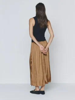 The Set Jersey Satin Mix Dress Brown Discount