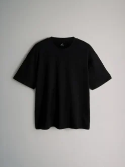 The Set Oversized Fit 4 Pack Short Sleeve Cotton T-Shirts Black Grey White Clearance