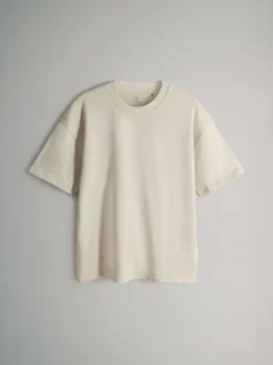 The Set Oversized Fit 4 Pack Short Sleeve Cotton T-Shirts Black Grey White Clearance