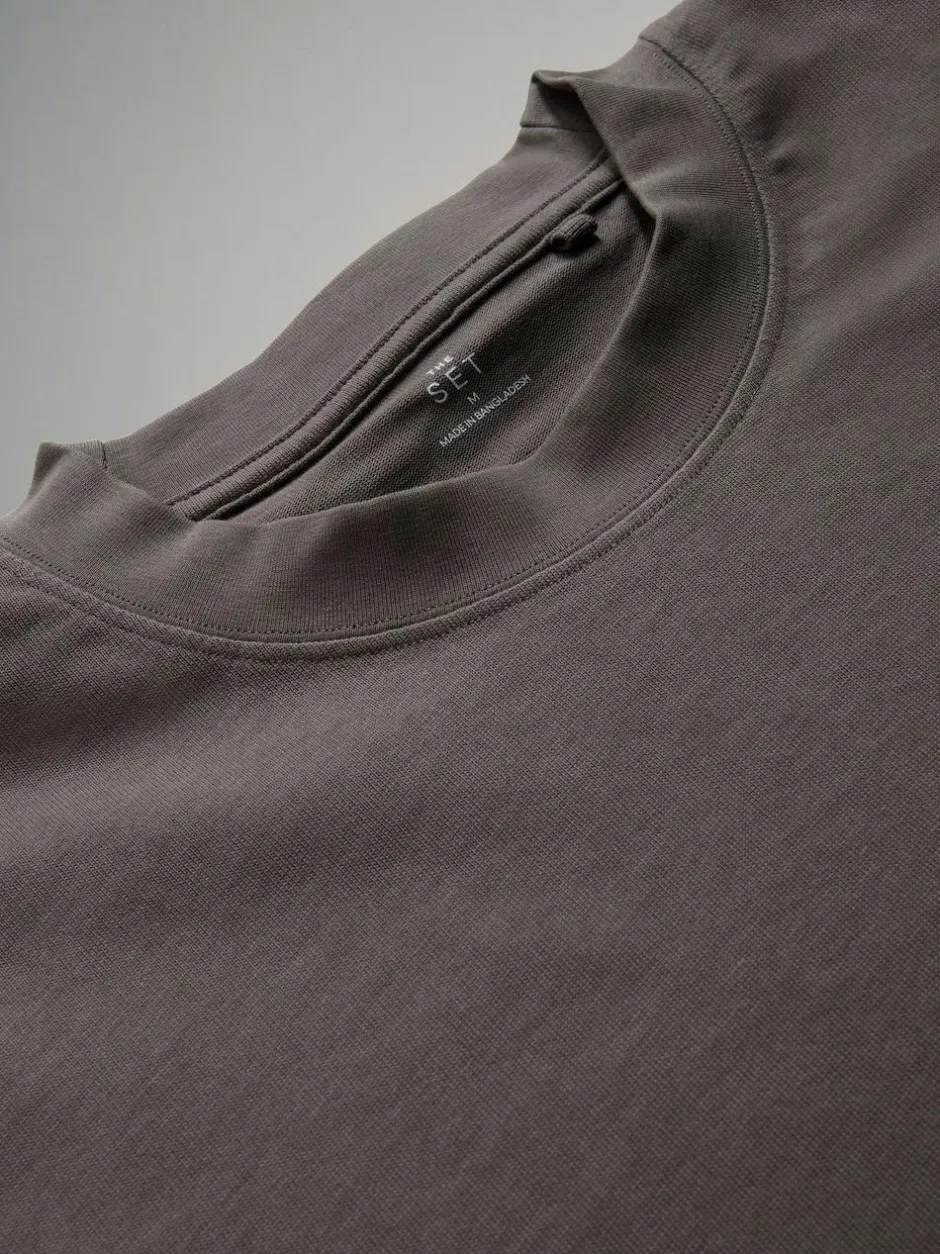The Set Oversized Fit 4 Pack Short Sleeve Cotton T-Shirts Black Grey White Clearance