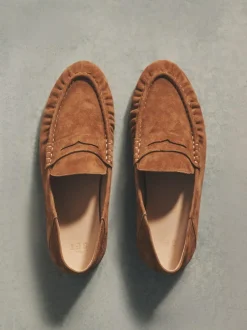 The Set Premium Suede Loafers Tan Brown Clearance