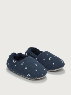 The White Company Blue Glow In The Dark Moon And Star Slippers New