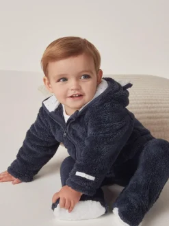The White Company Blue Navy Fleece Romper Discount