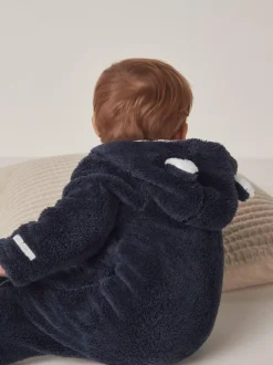 The White Company Blue Navy Fleece Romper Discount