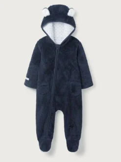 The White Company Blue Navy Fleece Romper Discount