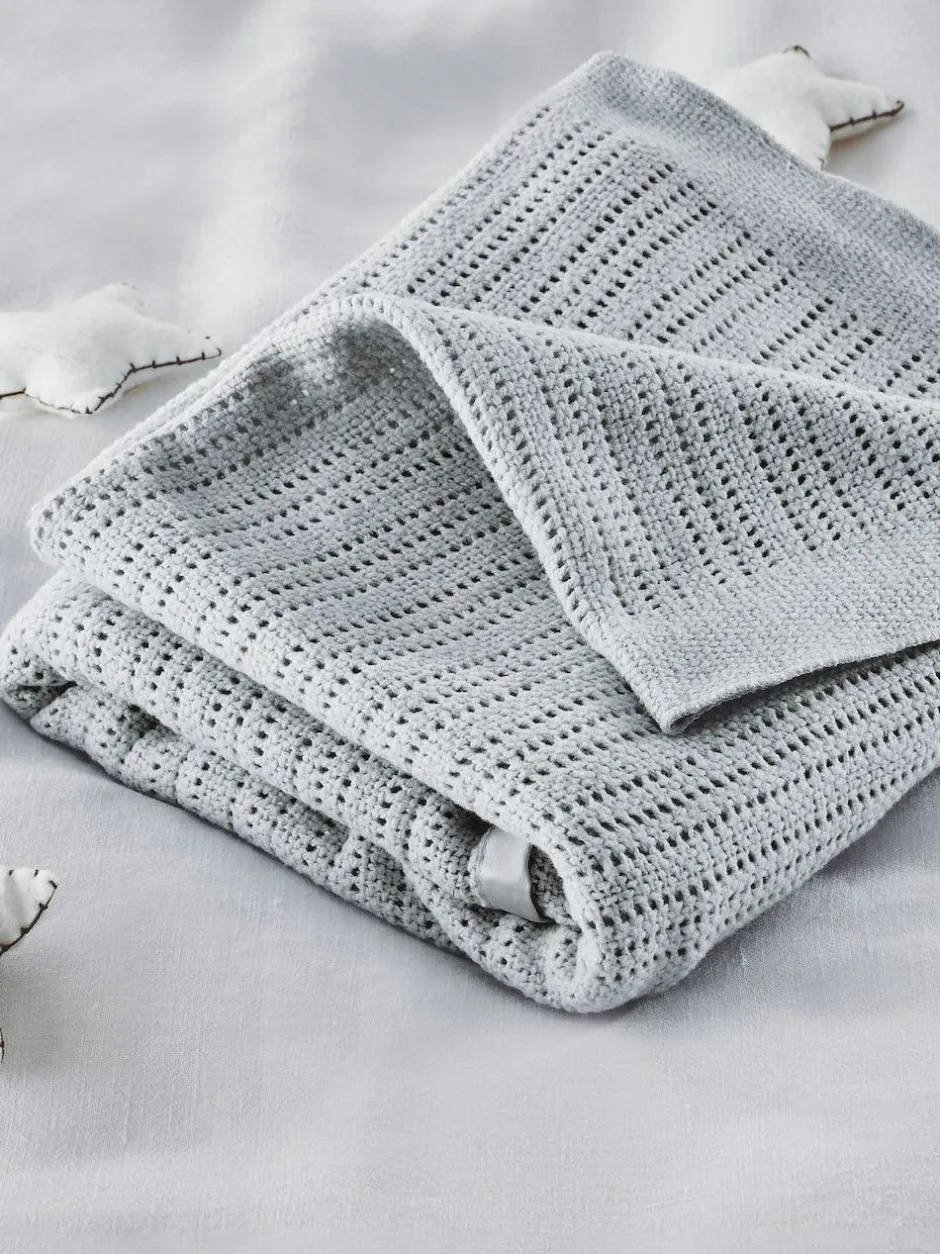 The White Company Cellular Satin Winter Blanket Grey Hot