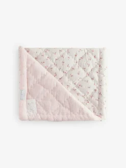 The White Company White Reversible Floral Quilt Cot Bed Clearance