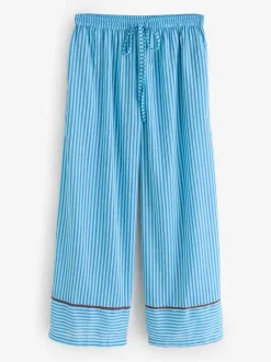 Their Nibs Blue Skinny Stripe Cotton Voile Oversized Long Pyjamas Set Sale