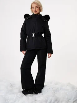 Threadbare Belted Padded Ski Jacket Black Online