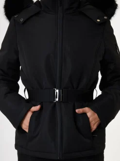Threadbare Belted Padded Ski Jacket Black Online