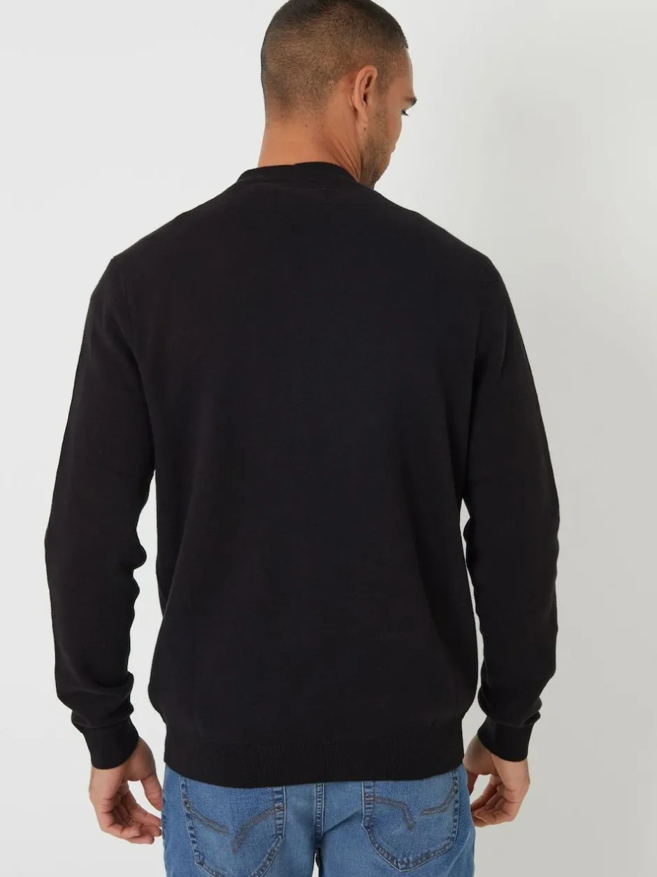Threadbare Cotton Blend Knitted Cardigan Black Sale