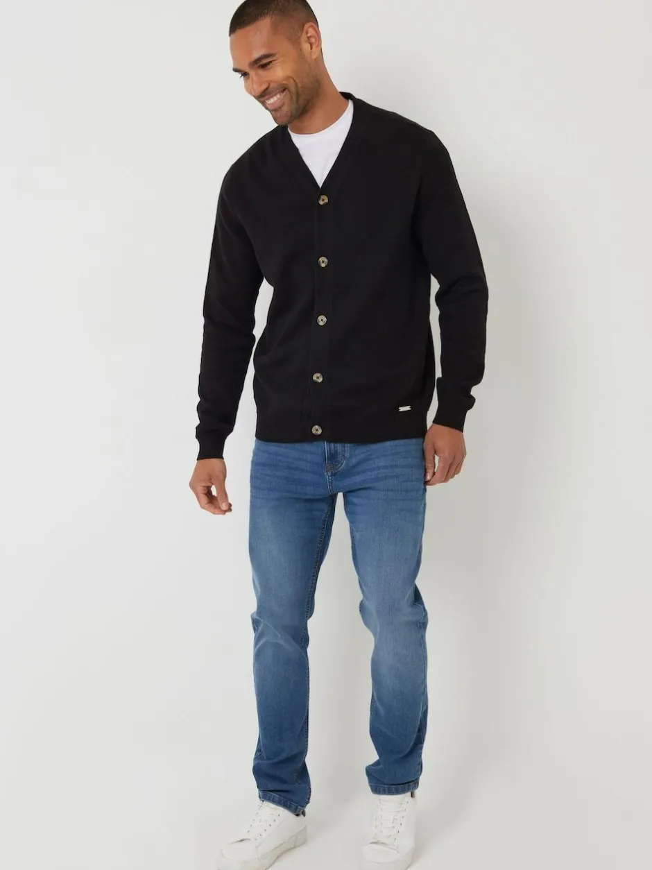 Threadbare Cotton Blend Knitted Cardigan Black Sale
