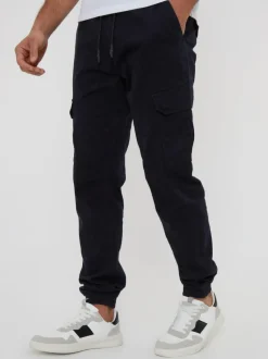 Threadbare Cotton Jogger Style Cargo Trousers With Stretch Black Outlet
