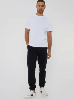 Threadbare Cotton Jogger Style Cargo Trousers With Stretch Black Outlet