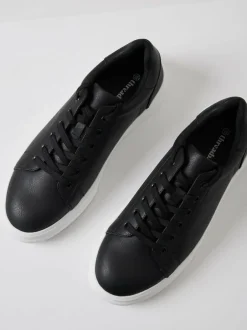 Threadbare Black Court Trainers Outlet