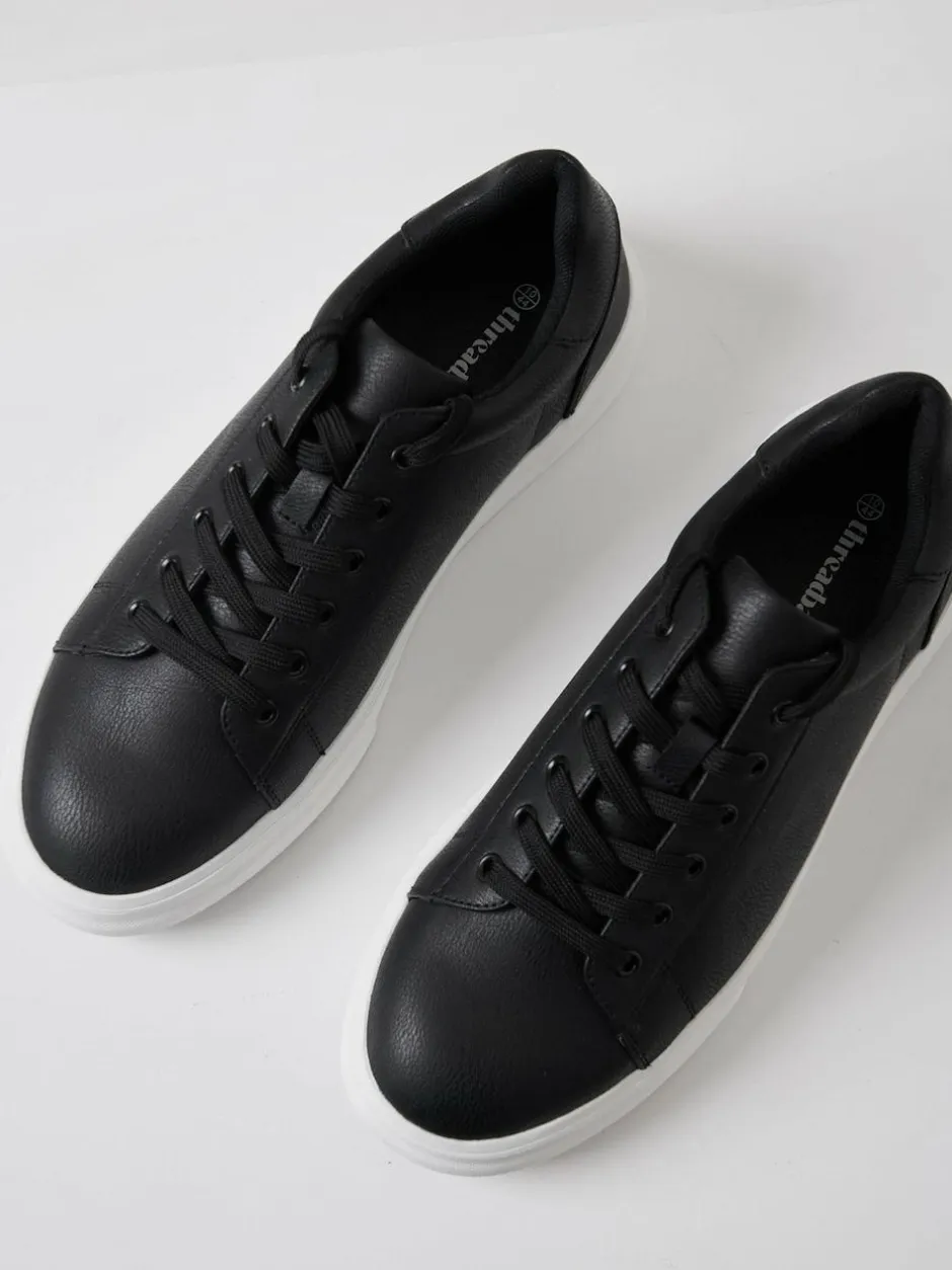 Threadbare Black Court Trainers Outlet