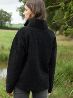 Threadbare Black Half Zip Borg Fleece New