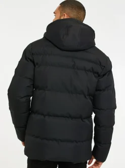 Threadbare Hooded Showerproof Puffer Coat Black Best