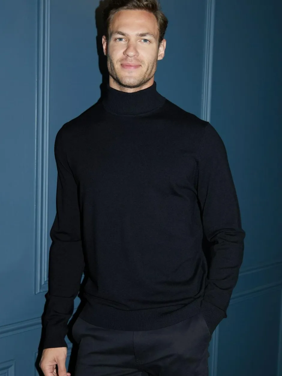 Threadbare Knitted Roll Neck Jumper Black Best