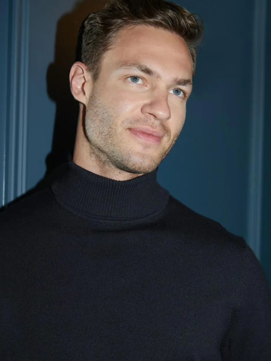 Threadbare Knitted Roll Neck Jumper Black Best