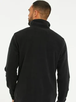 Threadbare Quarter Zip Quilted Fleece Sweatshirt Black Discount
