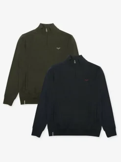 Threadbare Quarter Zip Neck Sweatshirts 2 Pack Black Hot