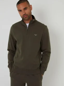 Threadbare Quarter Zip Neck Sweatshirts 2 Pack Black Hot